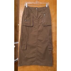 Vintage Esprit Y2K Cargo Maxi Skirt Grunge Euro Futuristic Whimsigoth Sz 1 XS